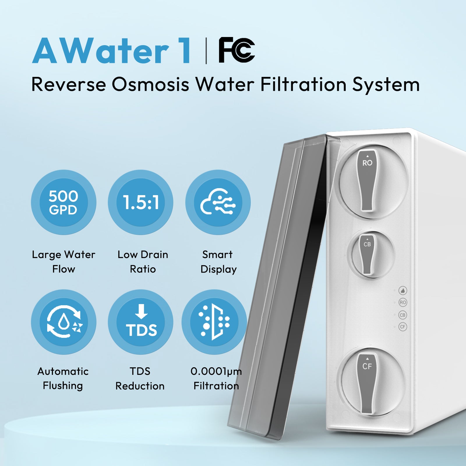 AWater 1 Tankless Reverse Osmosis System Under Sink RO Water Filtration