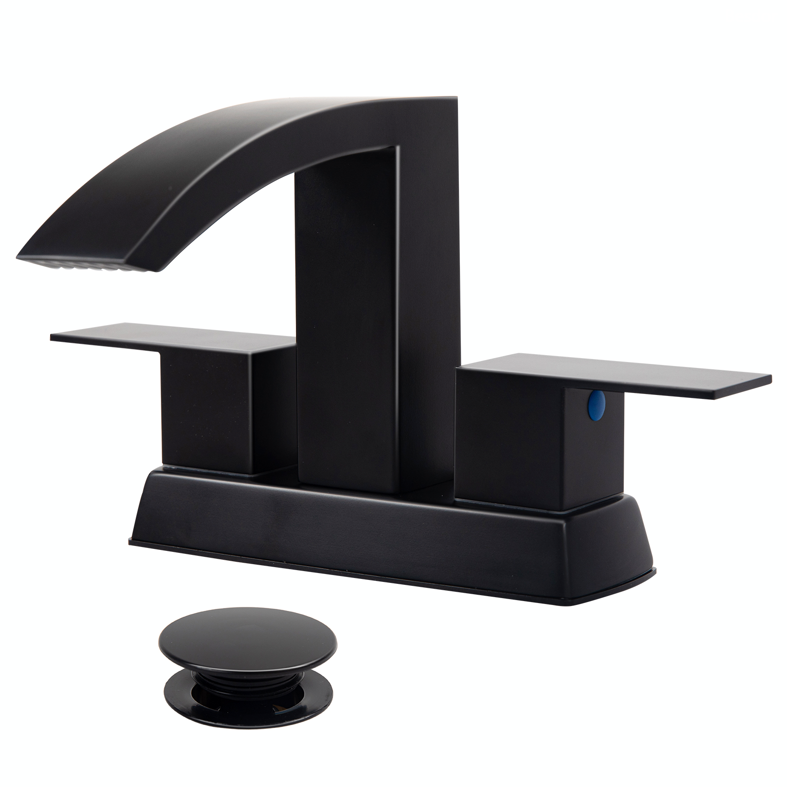Besdor Waterfall Bathroom Faucet 4" Centerset, 304 Stainless Steel Matte Black