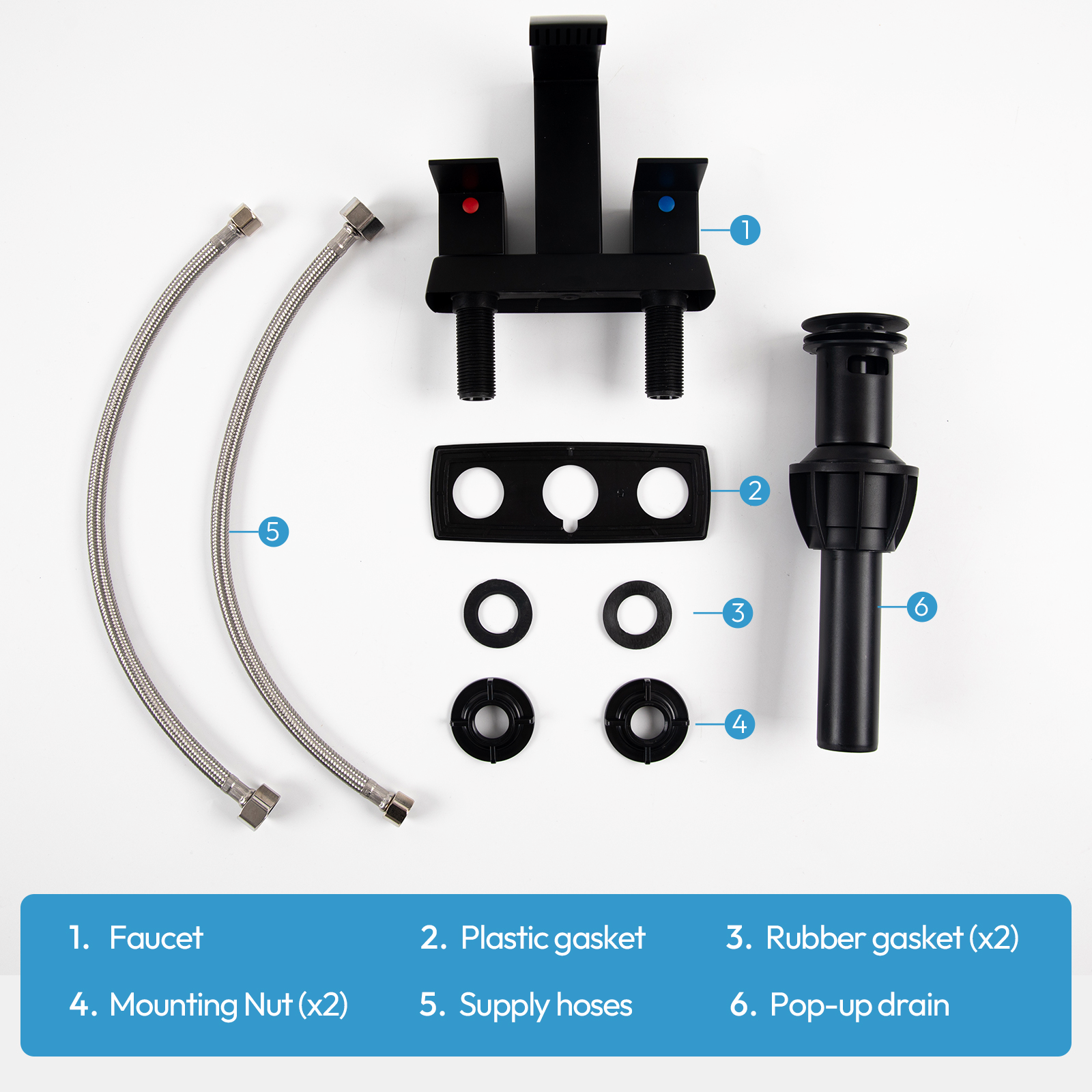 Besdor Waterfall Bathroom Faucet 4" Centerset, 304 Stainless Steel Matte Black