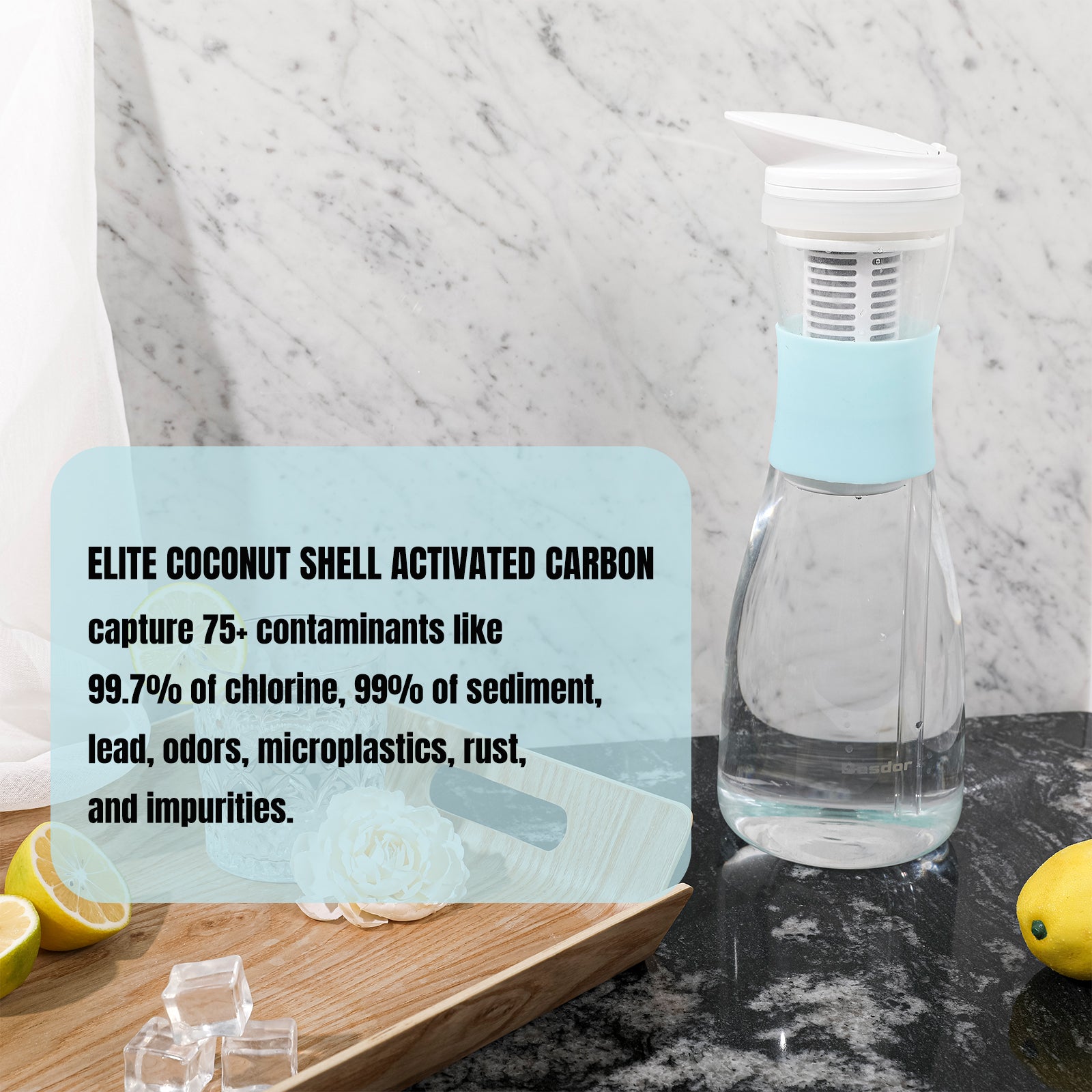 Besdor BWP1 Water Filter Pitcher, 5.5 Cup 1.3L, Faster Filtering, BPA Free, Long Lasting Filters 211 Gallons