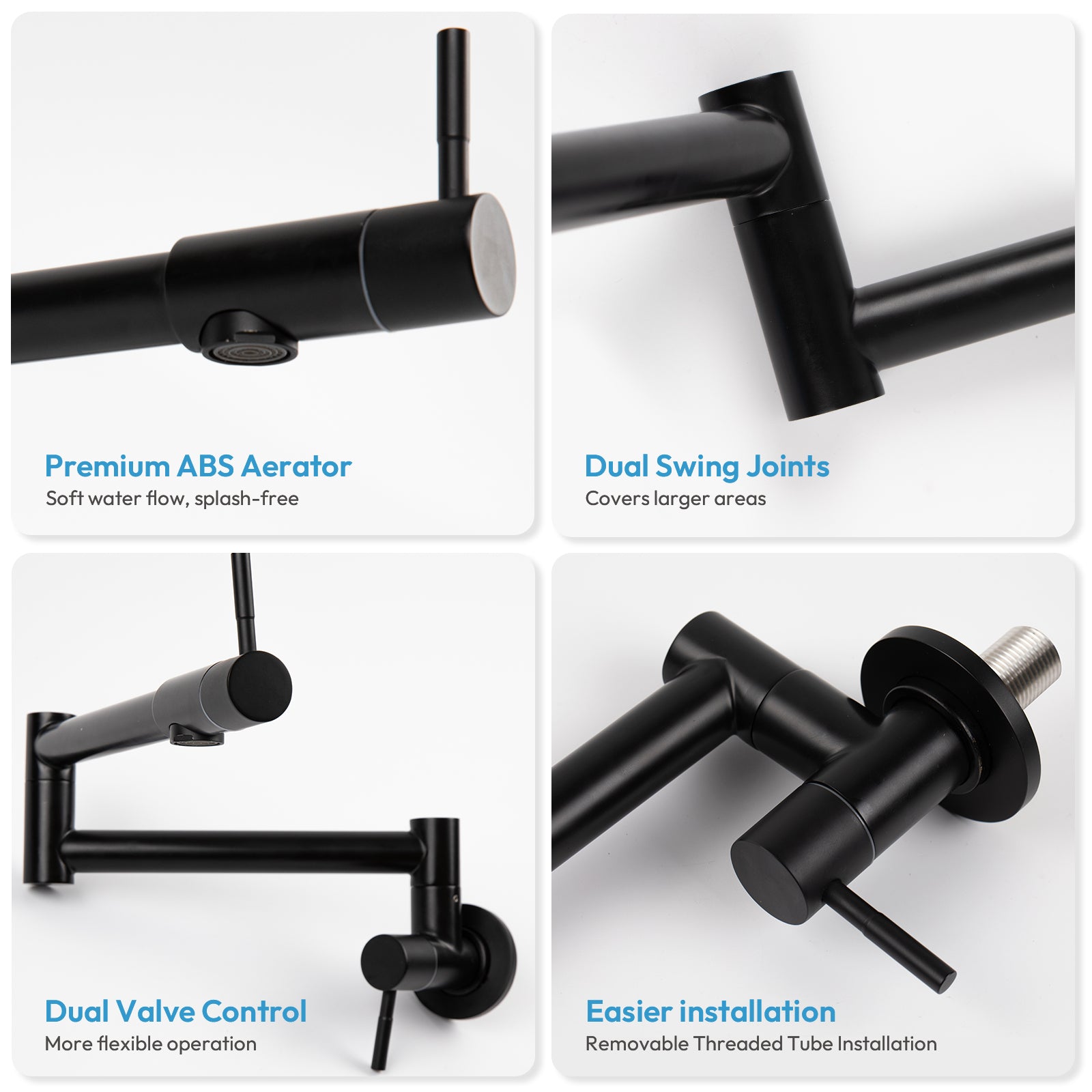 Besdor Pot Filler Faucet Stainless Steel Matte Black