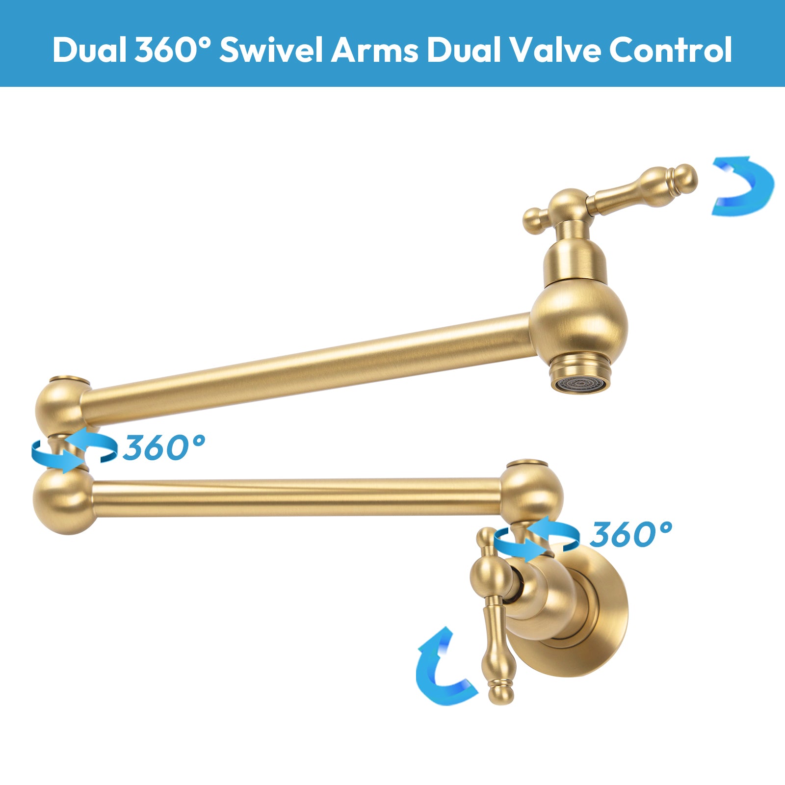 Besdor Brass Pot Filler Faucet Wall Mount Over Stove Faucet Brushed Gold