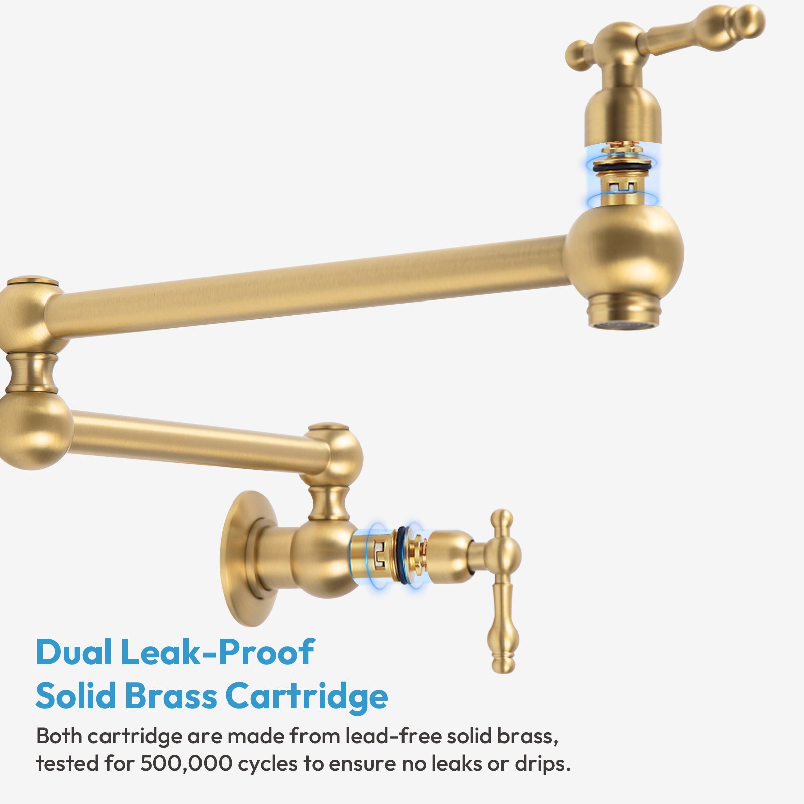 Besdor Brass Pot Filler Faucet Wall Mount Over Stove Faucet Brushed Gold