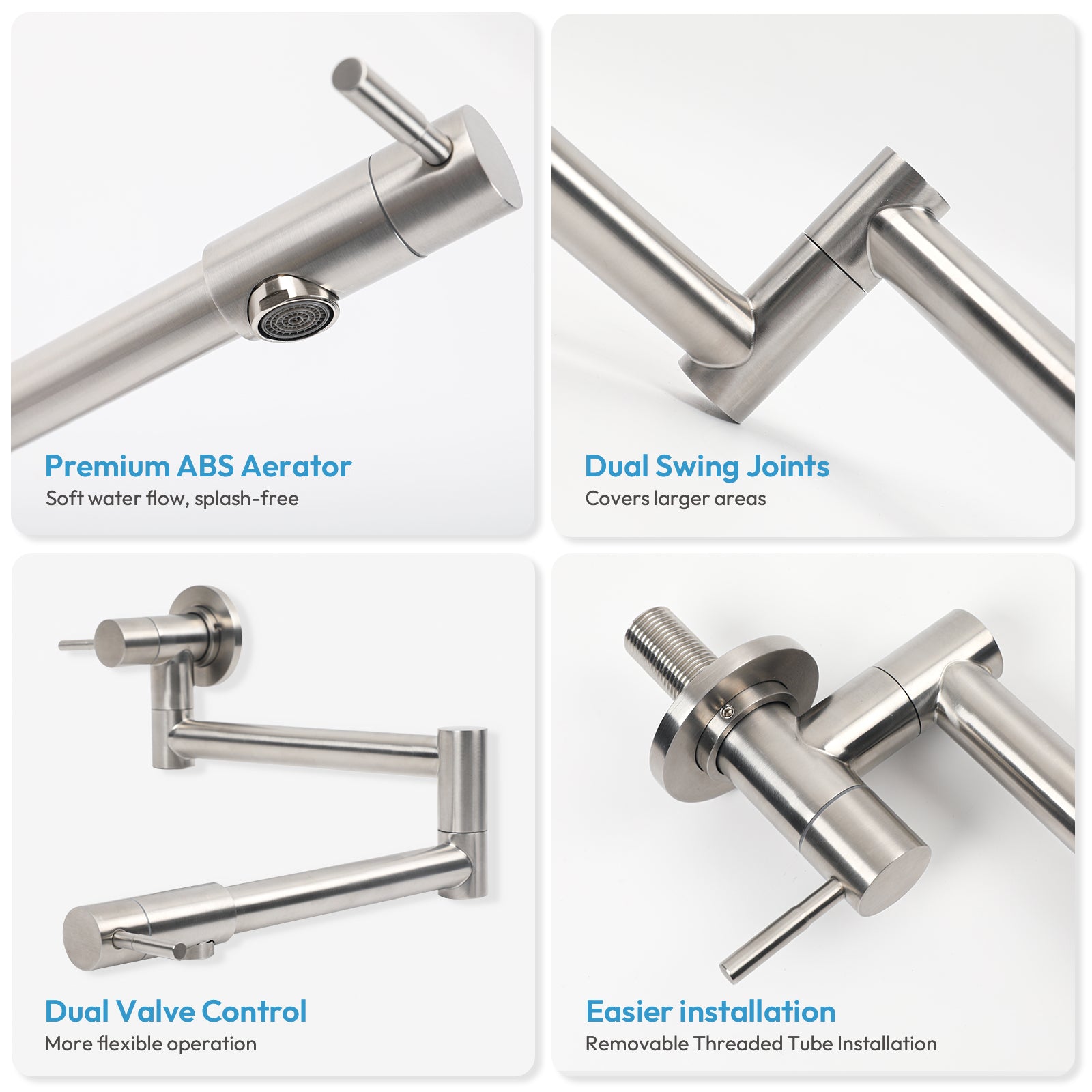 Besdor Upside Down Design Pot Filler Faucet Brushed Nickel