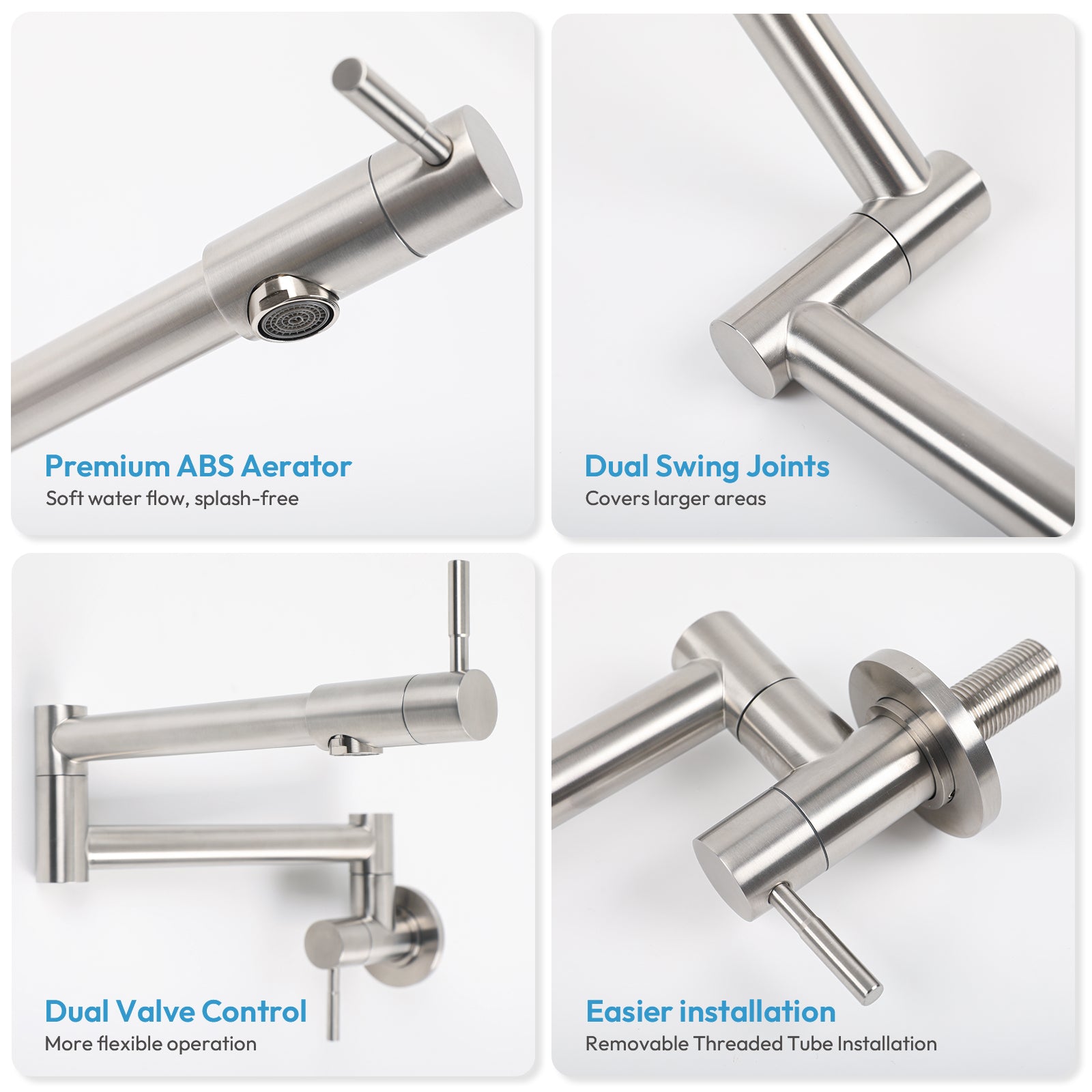 Besdor Pot Filler Faucet Stainless Steel Brushed Nickel