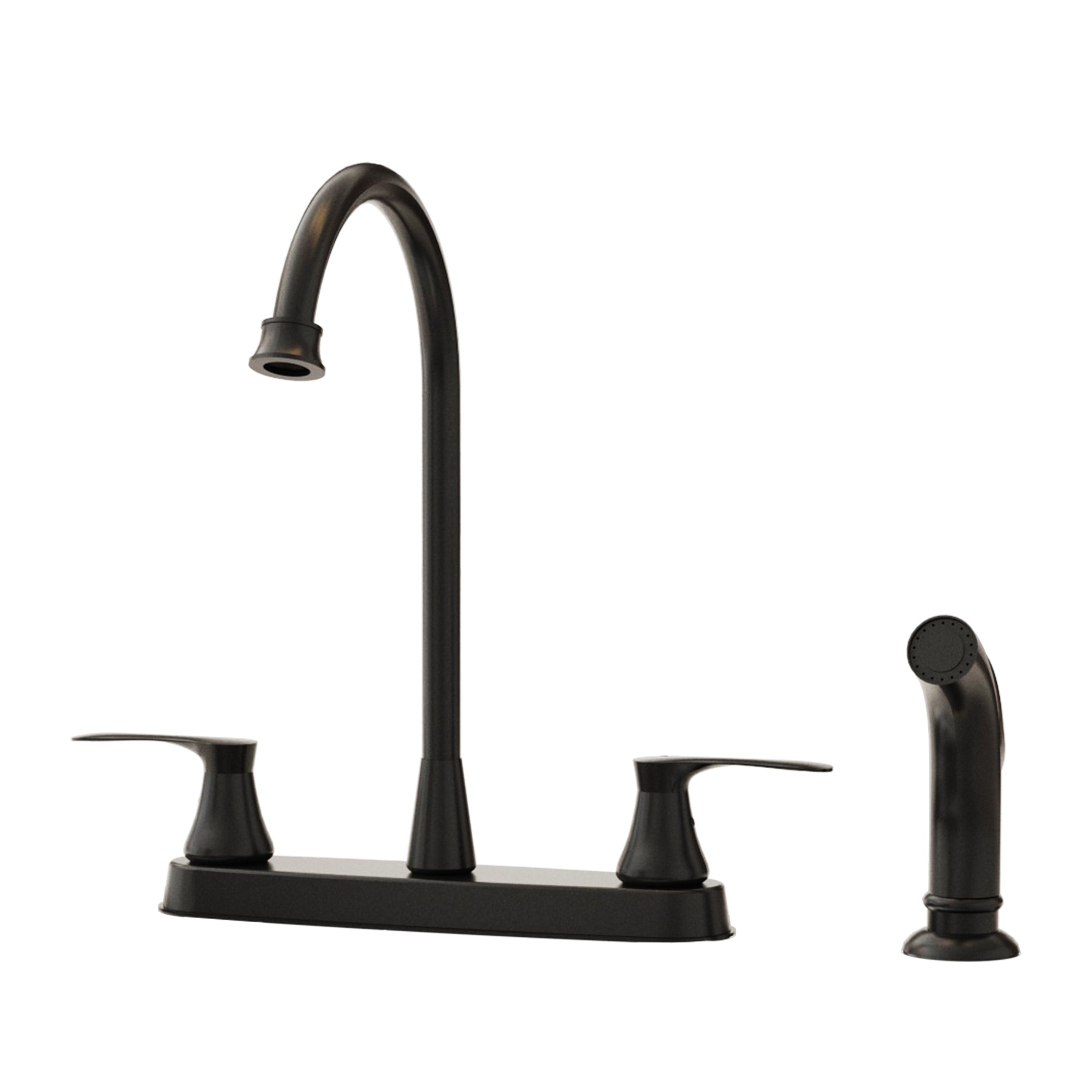 Kitchen Faucet with Side Sprayer, 2 Handle, 3 or 4 Hole, Stainless Steel, Matte Black