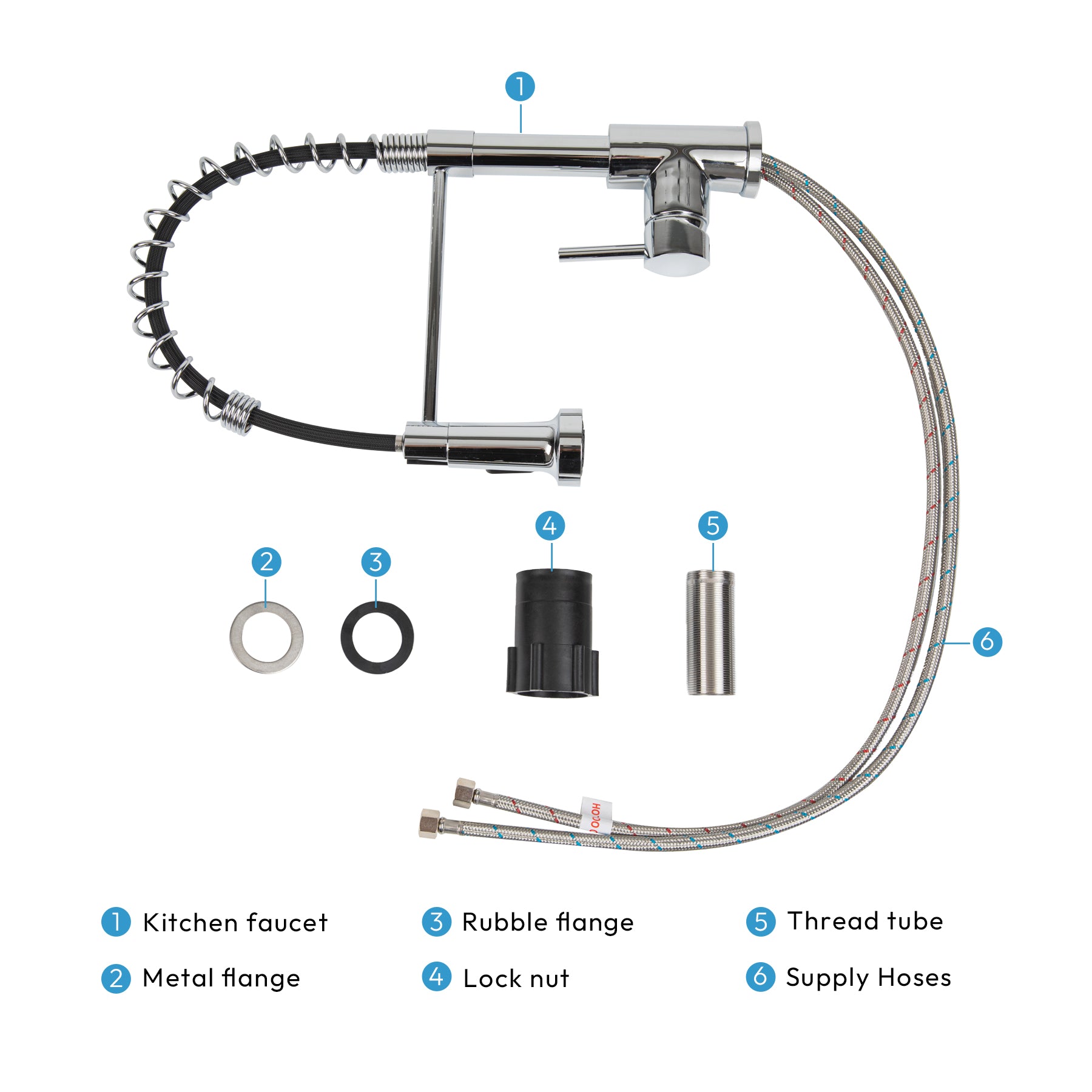Kitchen Faucet With Sprayer Spring Faucet, Polished Chrome (Non Pull Down)