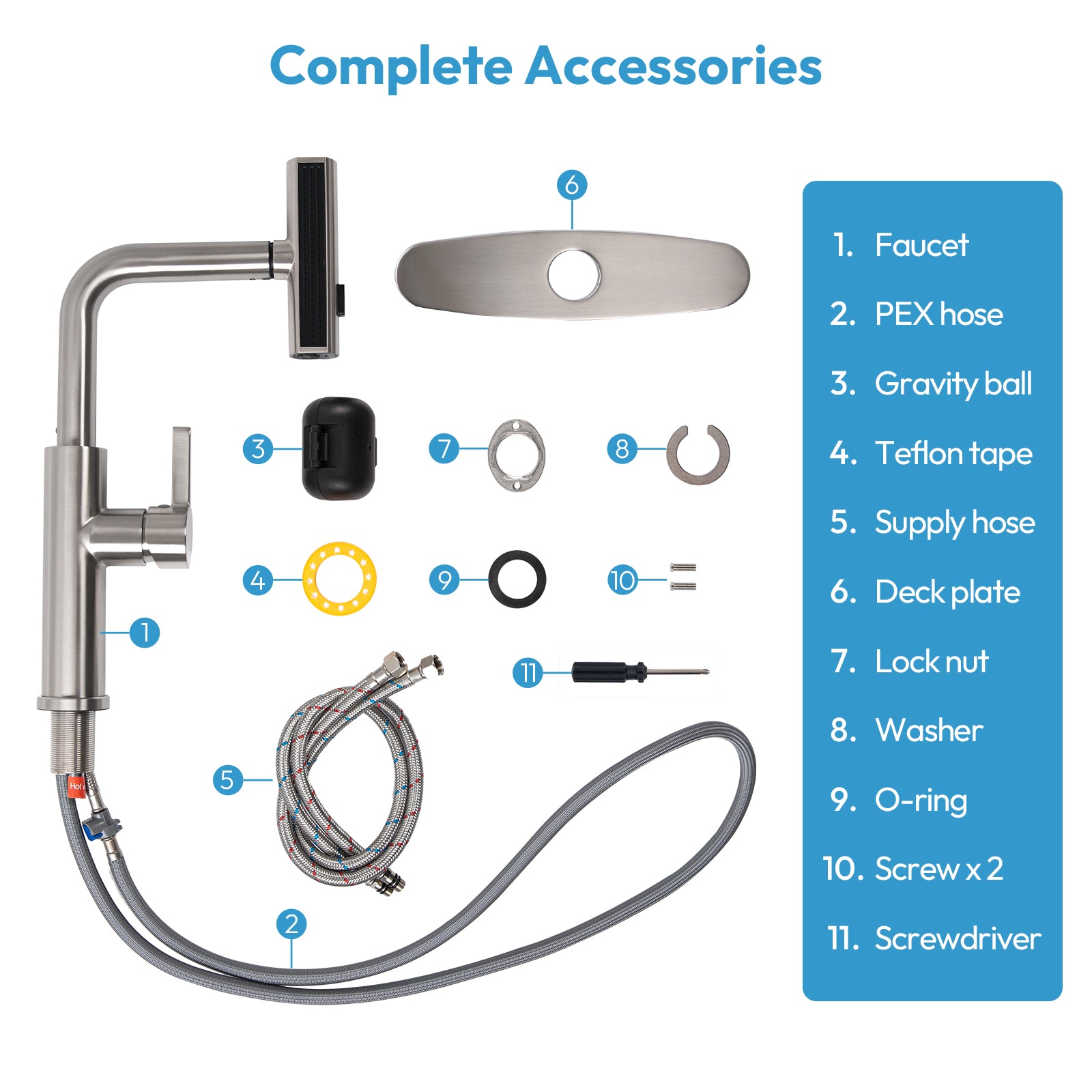 Besdor Waterfall Kitchen Faucet with Pull Down Sprayer Brushed Nickel