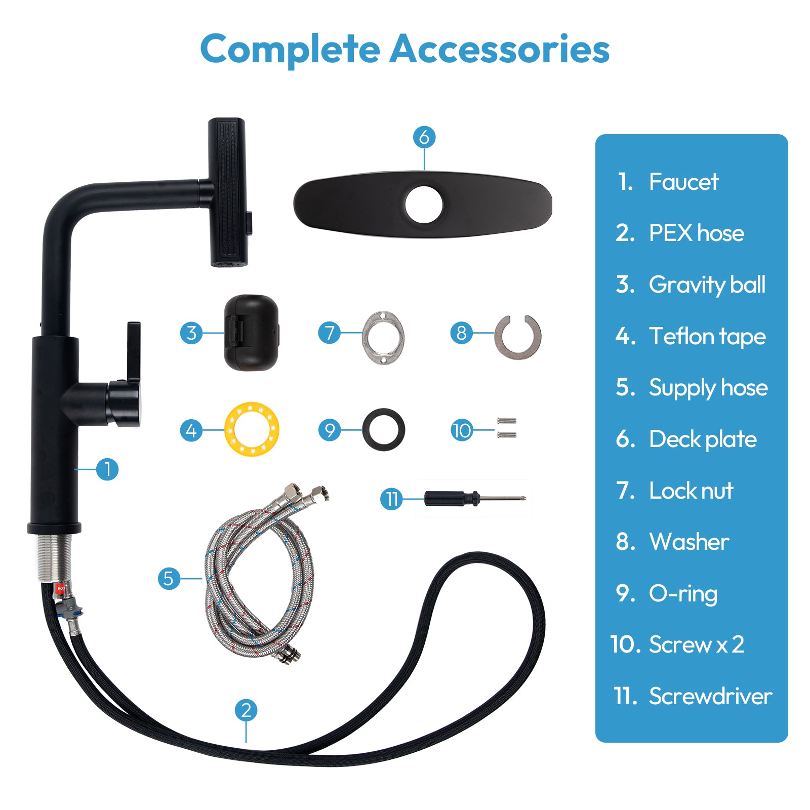 Besdor Waterfall Kitchen Faucet with Pull Down Sprayer Matte Black