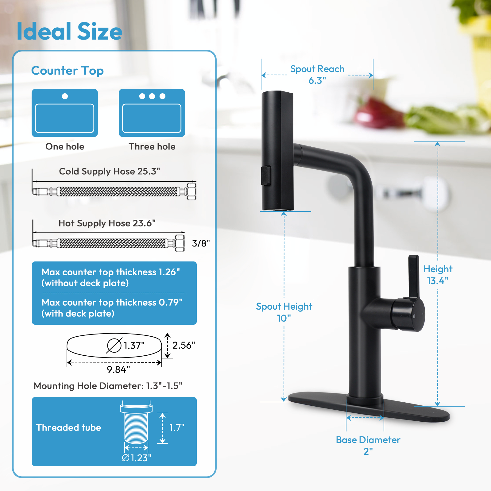 Besdor Waterfall Kitchen Faucet with Pull Down Sprayer Matte Black