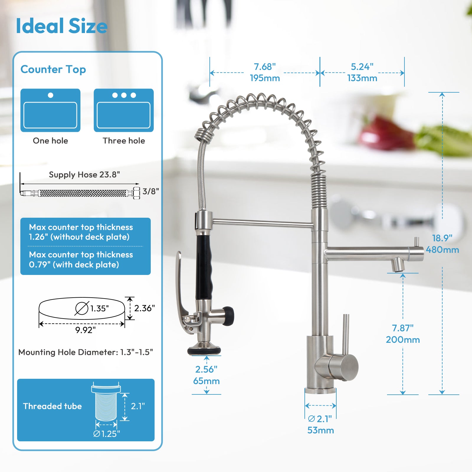 Besdor Commercial Pull Down Kitchen Faucet with Pot Filler Brushed Nickel