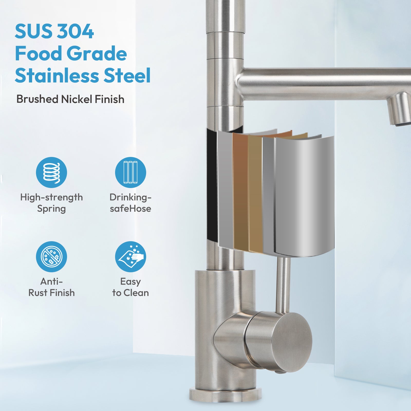 Besdor Commercial Pull Down Kitchen Faucet with Pot Filler Brushed Nickel