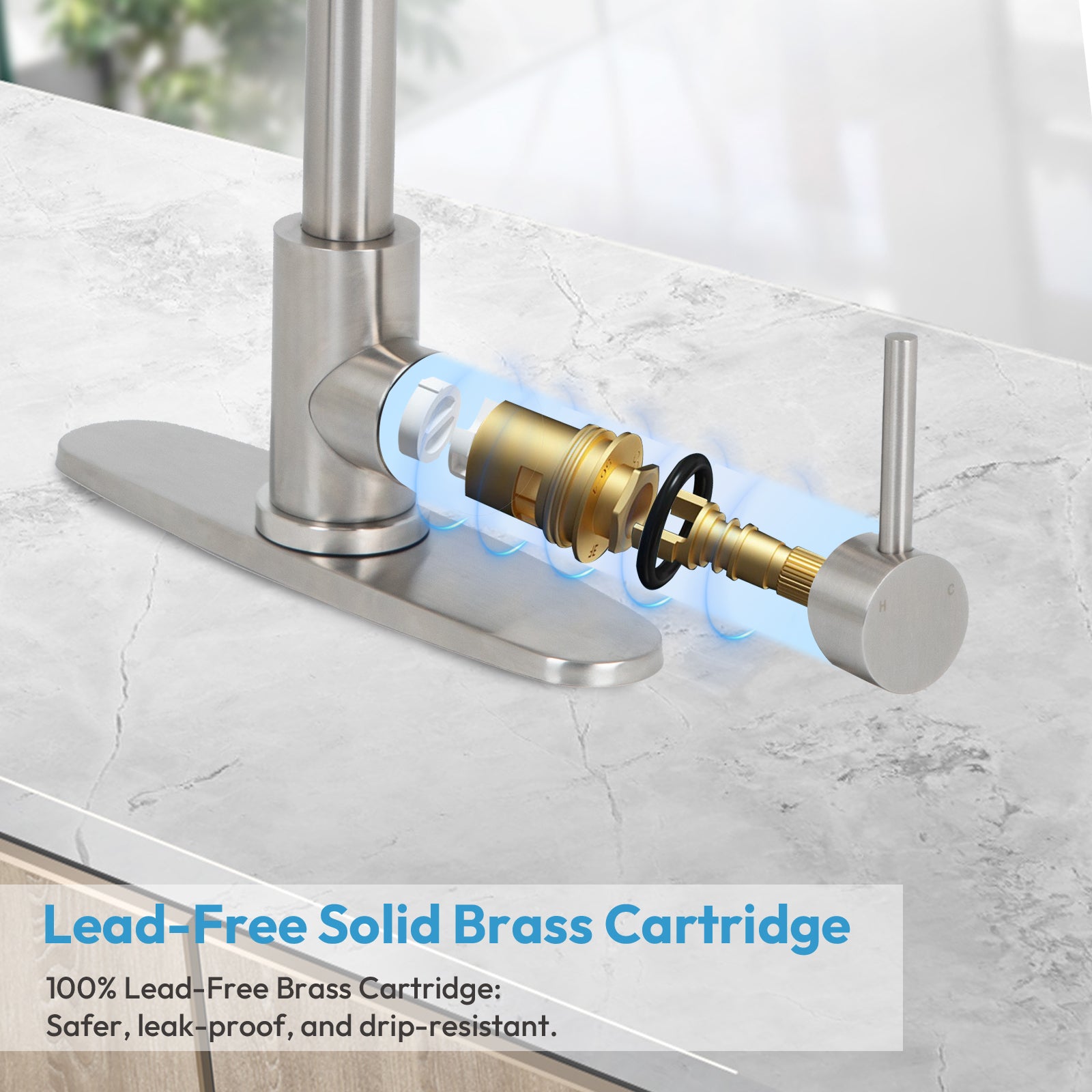 Besdor Commercial Pull Down Kitchen Faucet with Pot Filler Brushed Nickel