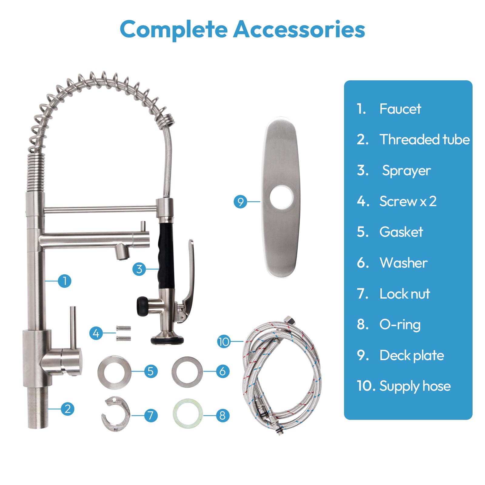 Besdor Commercial Pull Down Kitchen Faucet with Pot Filler Brushed Nickel