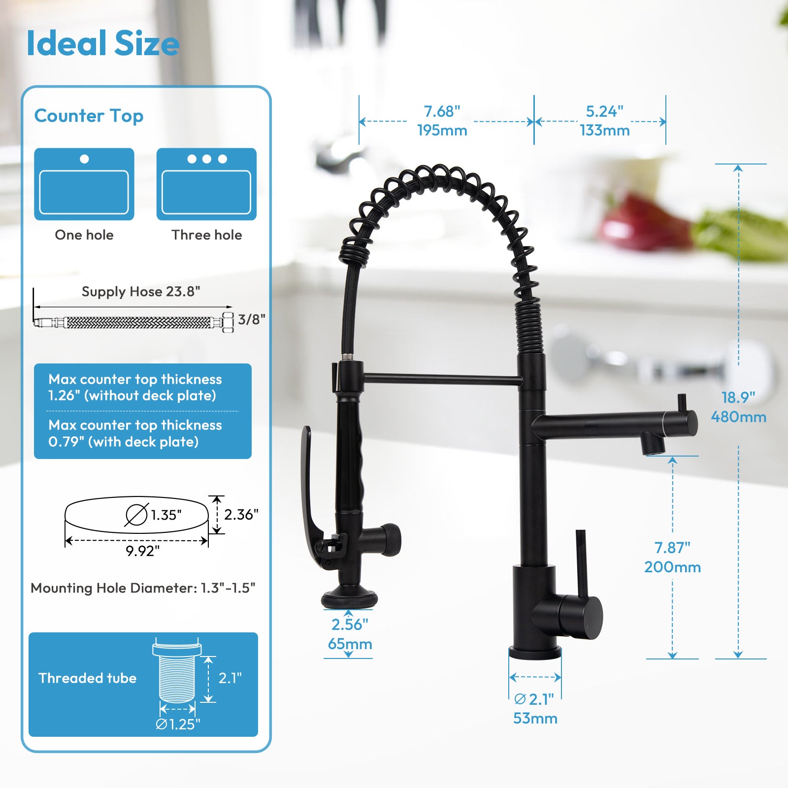Besdor Commercial Pull Down Kitchen Faucet with Pot Filler Matte Black