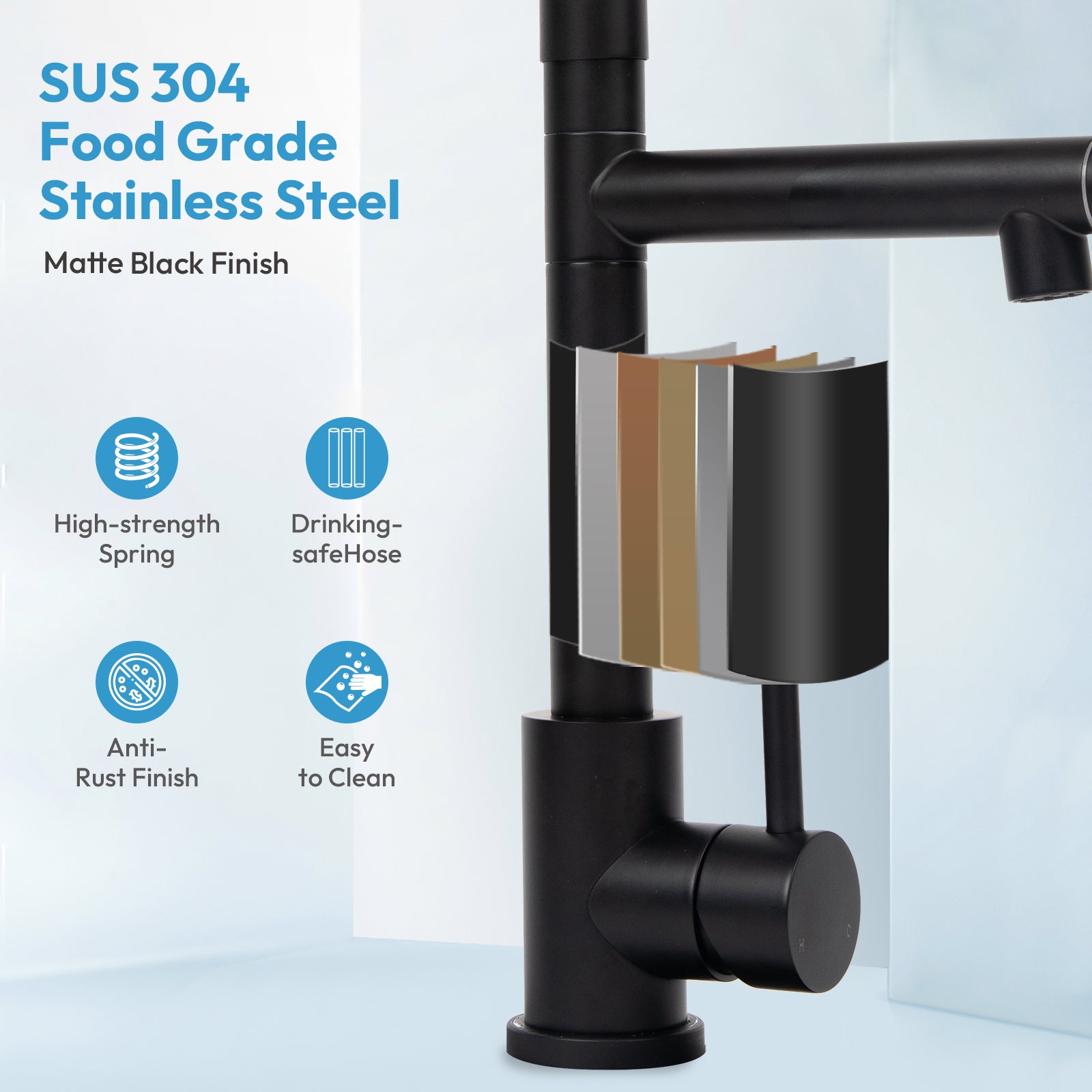 Besdor Commercial Pull Down Kitchen Faucet with Pot Filler Matte Black