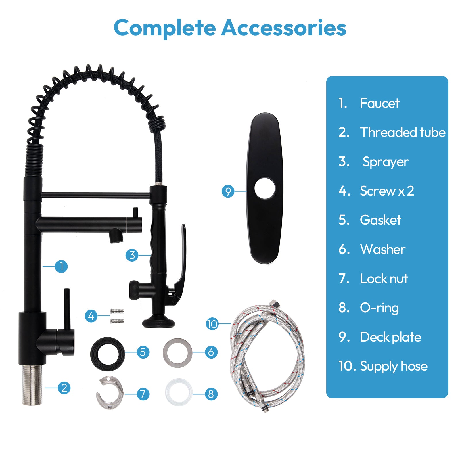 Besdor Commercial Pull Down Kitchen Faucet with Pot Filler Matte Black