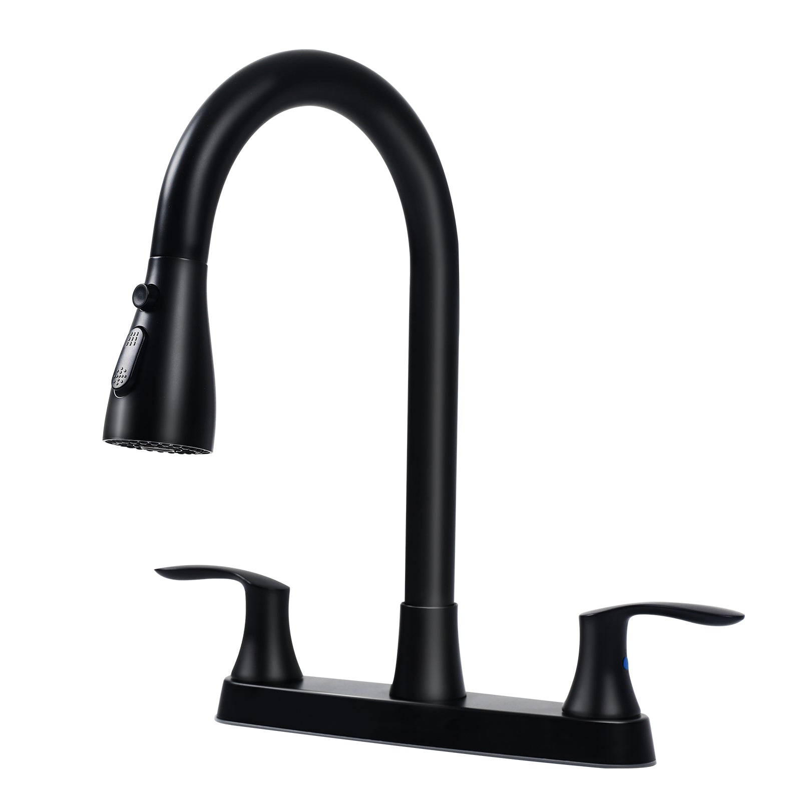Besdor 3 Hole 2 Handle Kitchen Faucet with Pull Down Sprayer, Matte Black