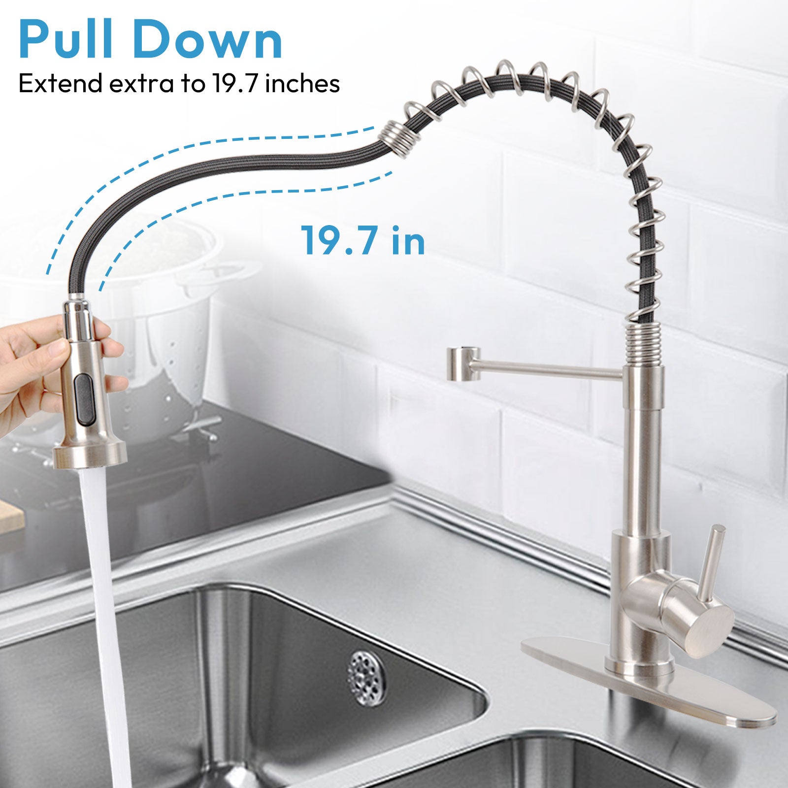 Besdor Kitchen Faucet With Pull Down Sprayer Spring Faucet