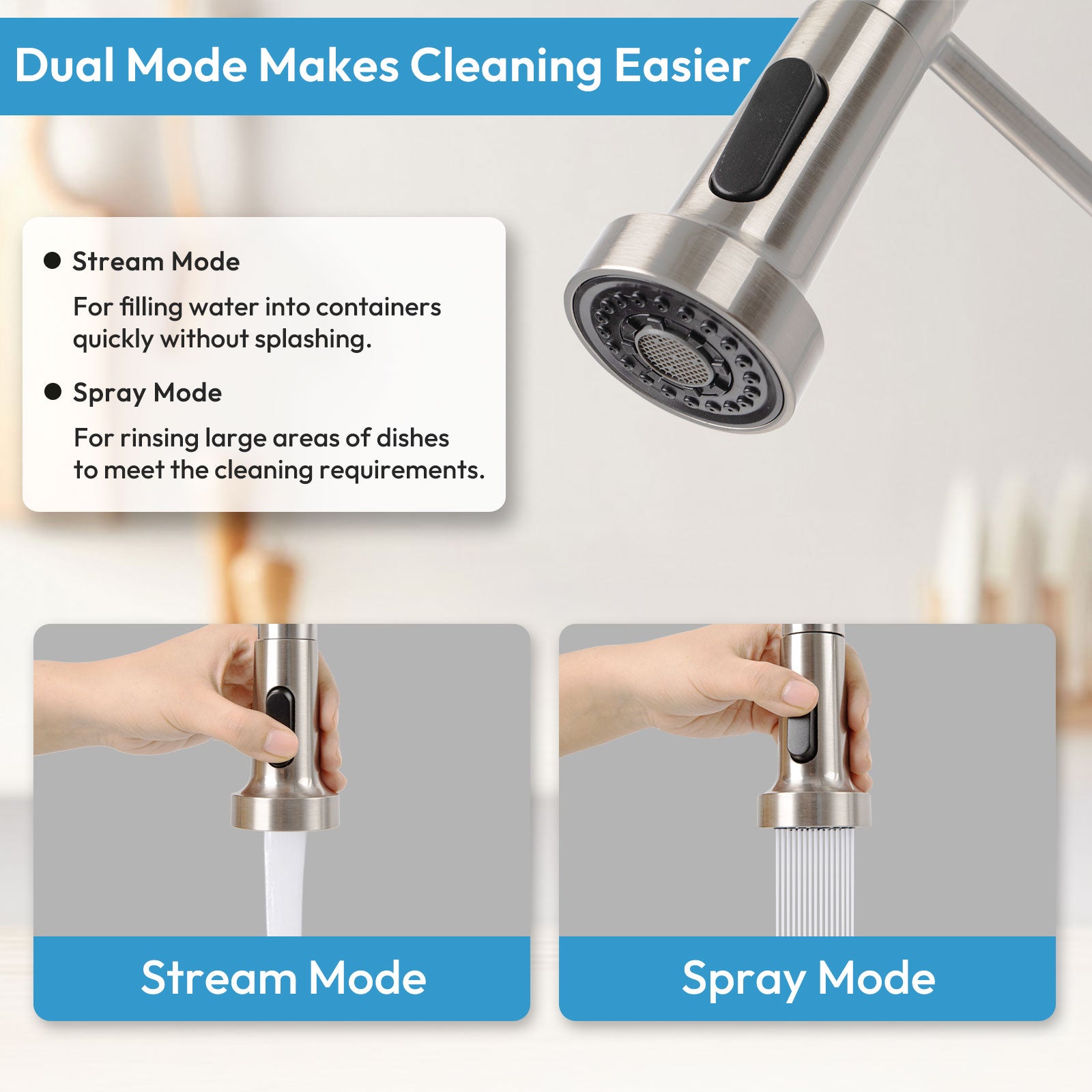 Besdor Kitchen Faucet With Pull Down Sprayer Spring Faucet