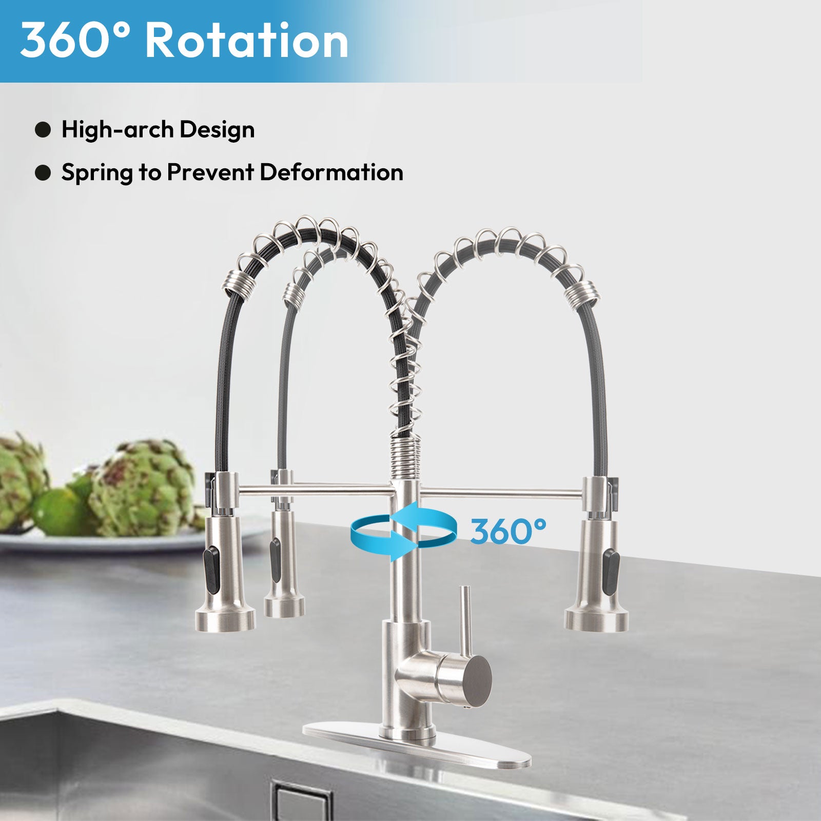 Besdor Kitchen Faucet With Pull Down Sprayer Spring Faucet