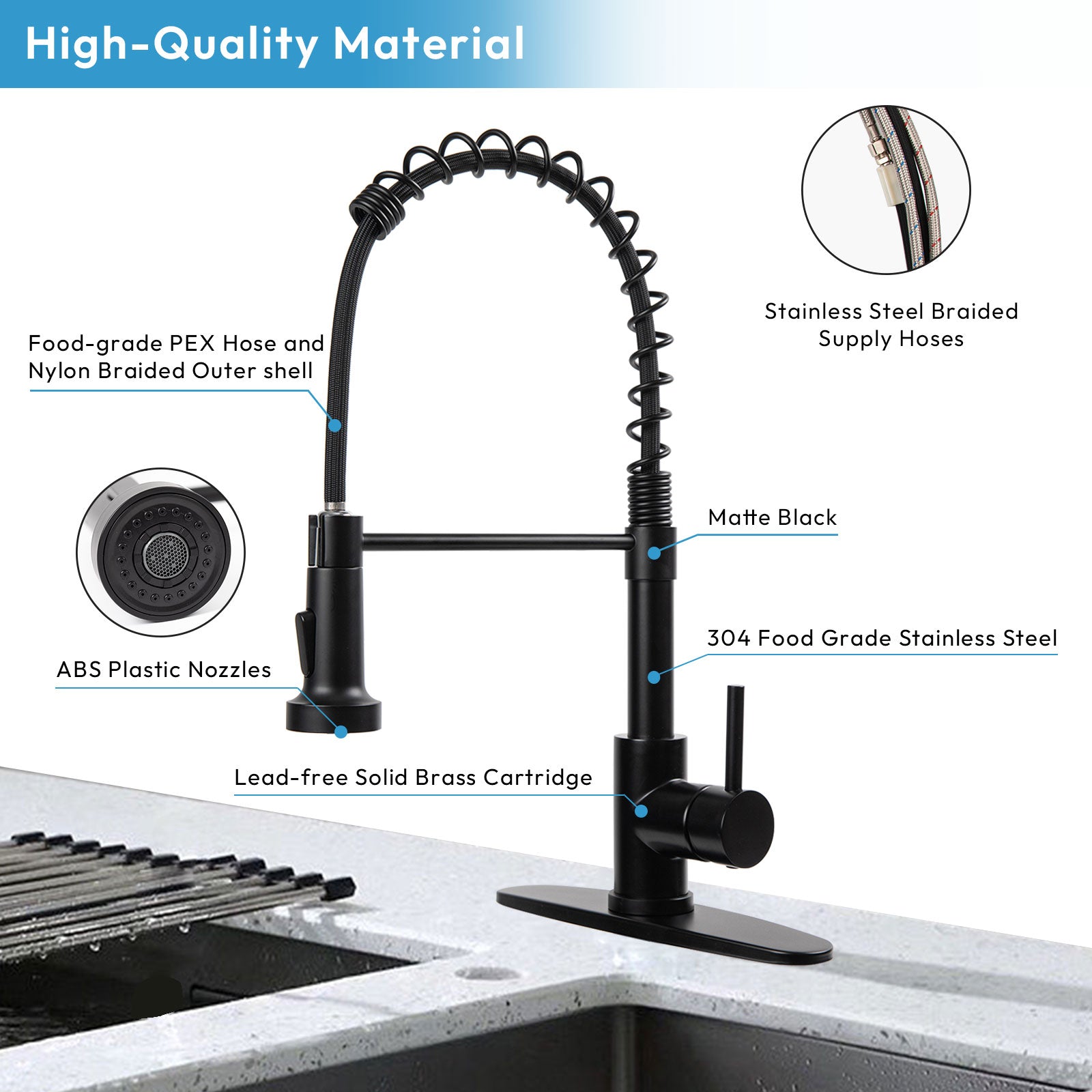 Besdor Kitchen Faucet With Pull Down Sprayer Spring Faucet