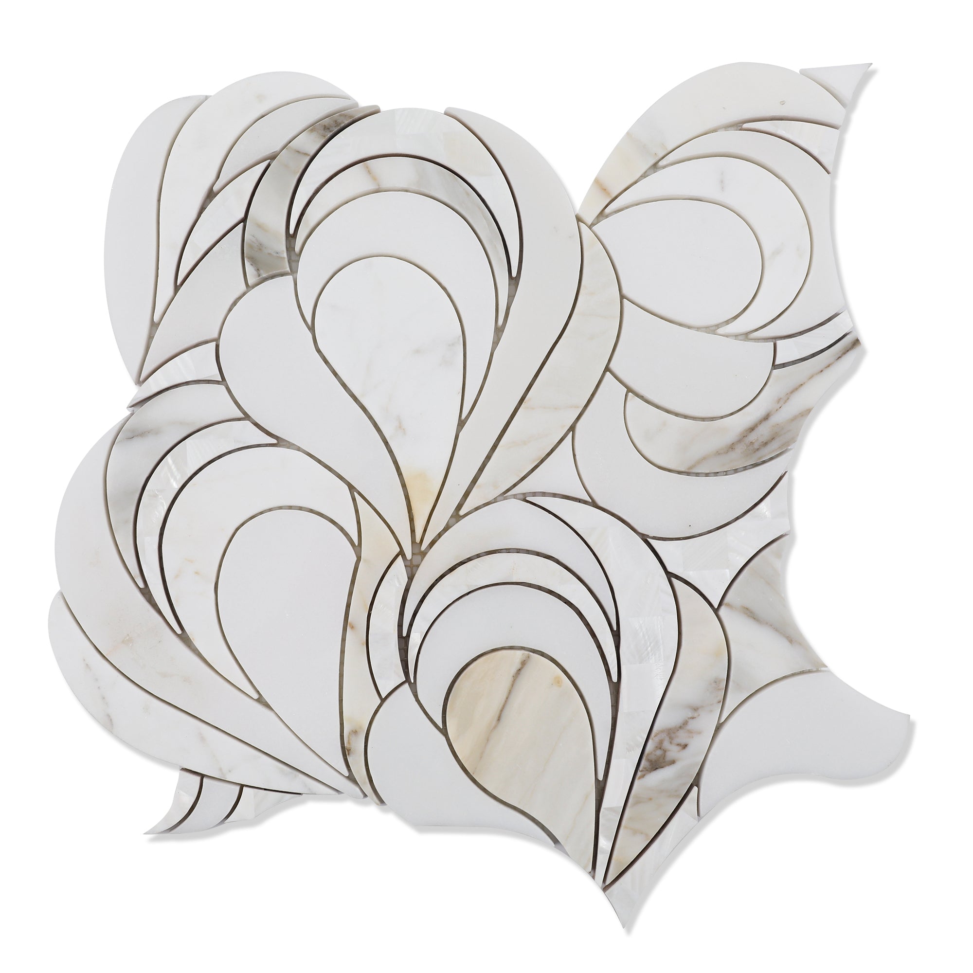 Natural White Marble Mosaic Tile, Petal Shape, Polished, 1 Sheet