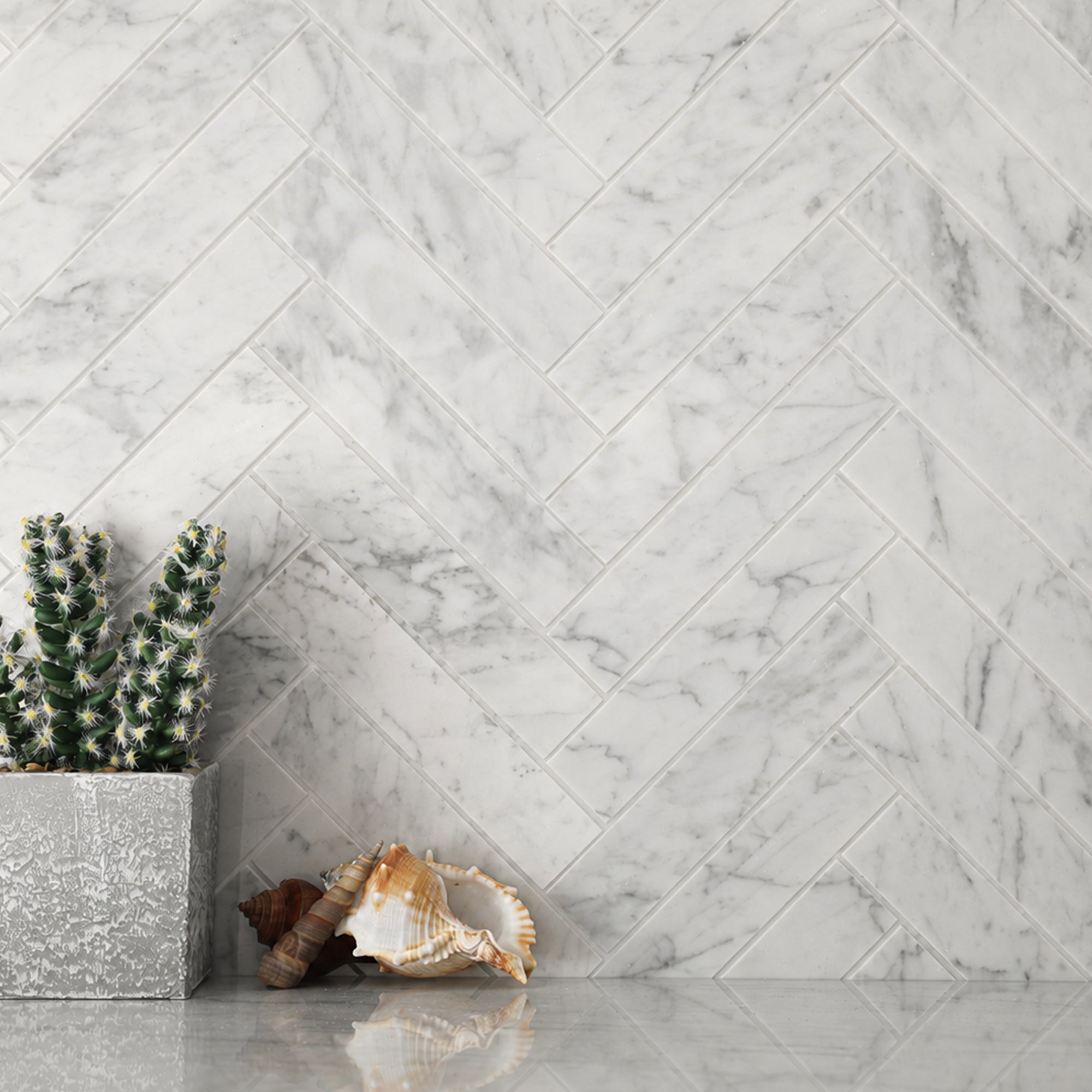 Carrara White Natural Marble Mosaic Tile, Polished, 5 Sheets