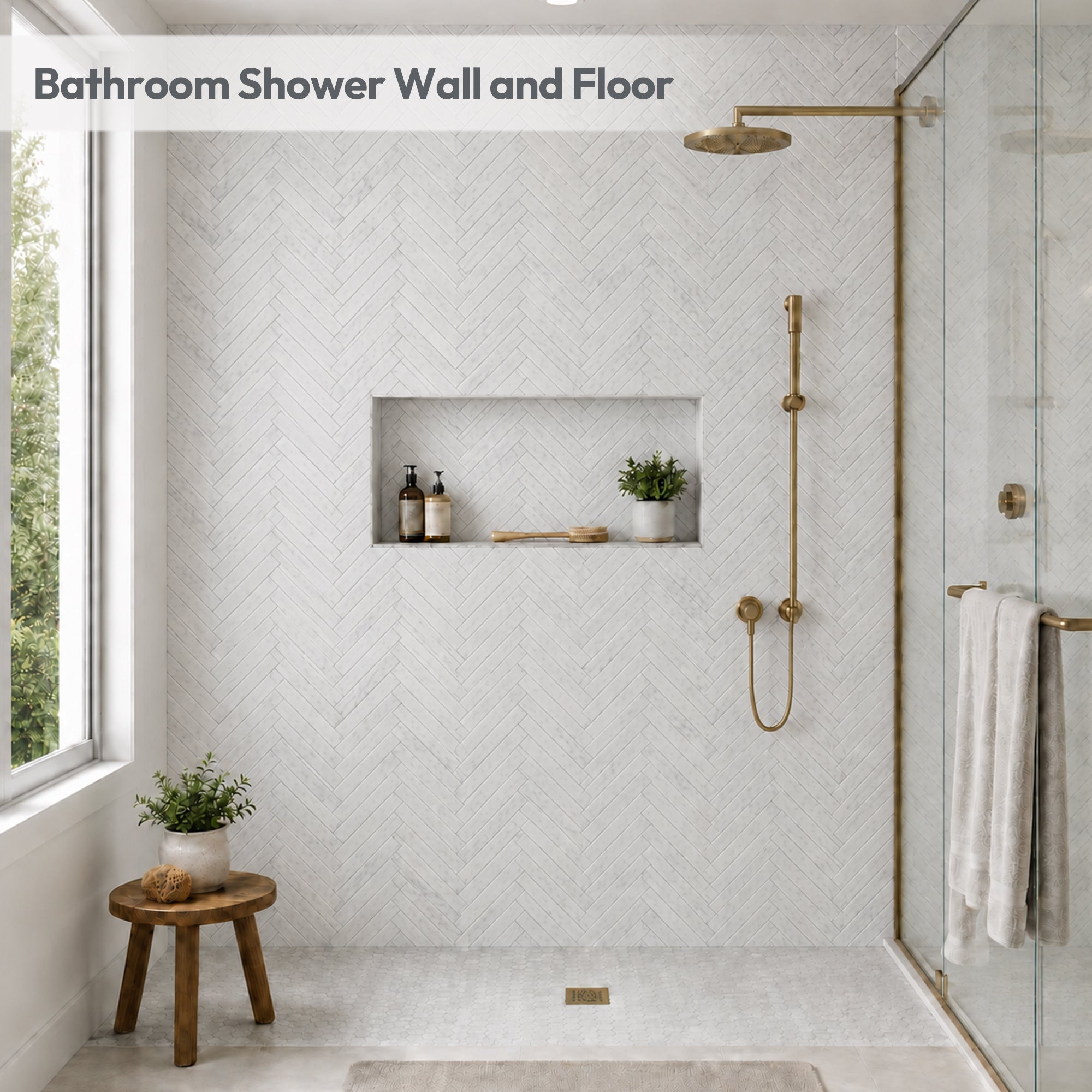 Carrara White Natural Marble Mosaic Tile, Polished, 5 Sheets
