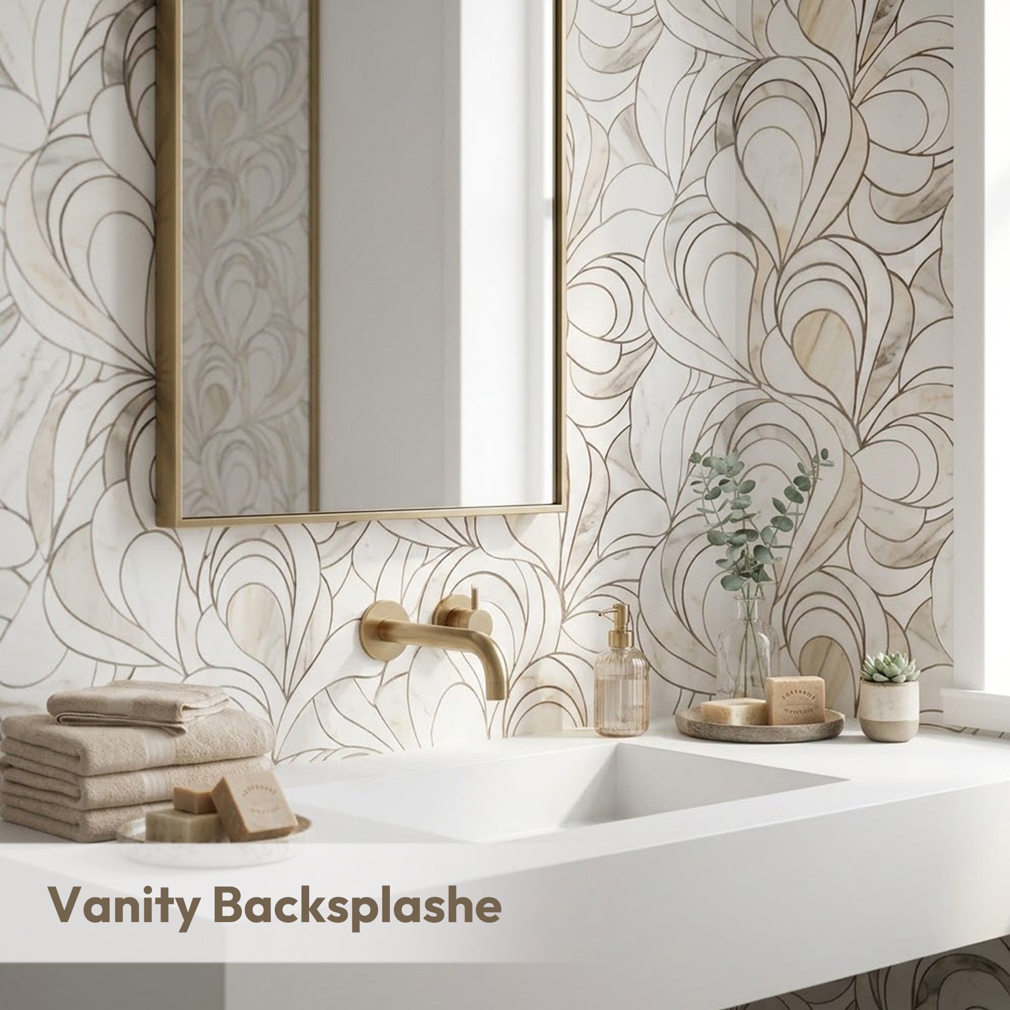Natural White Marble Mosaic Tile, Petal Shape, Polished, 1 Sheet