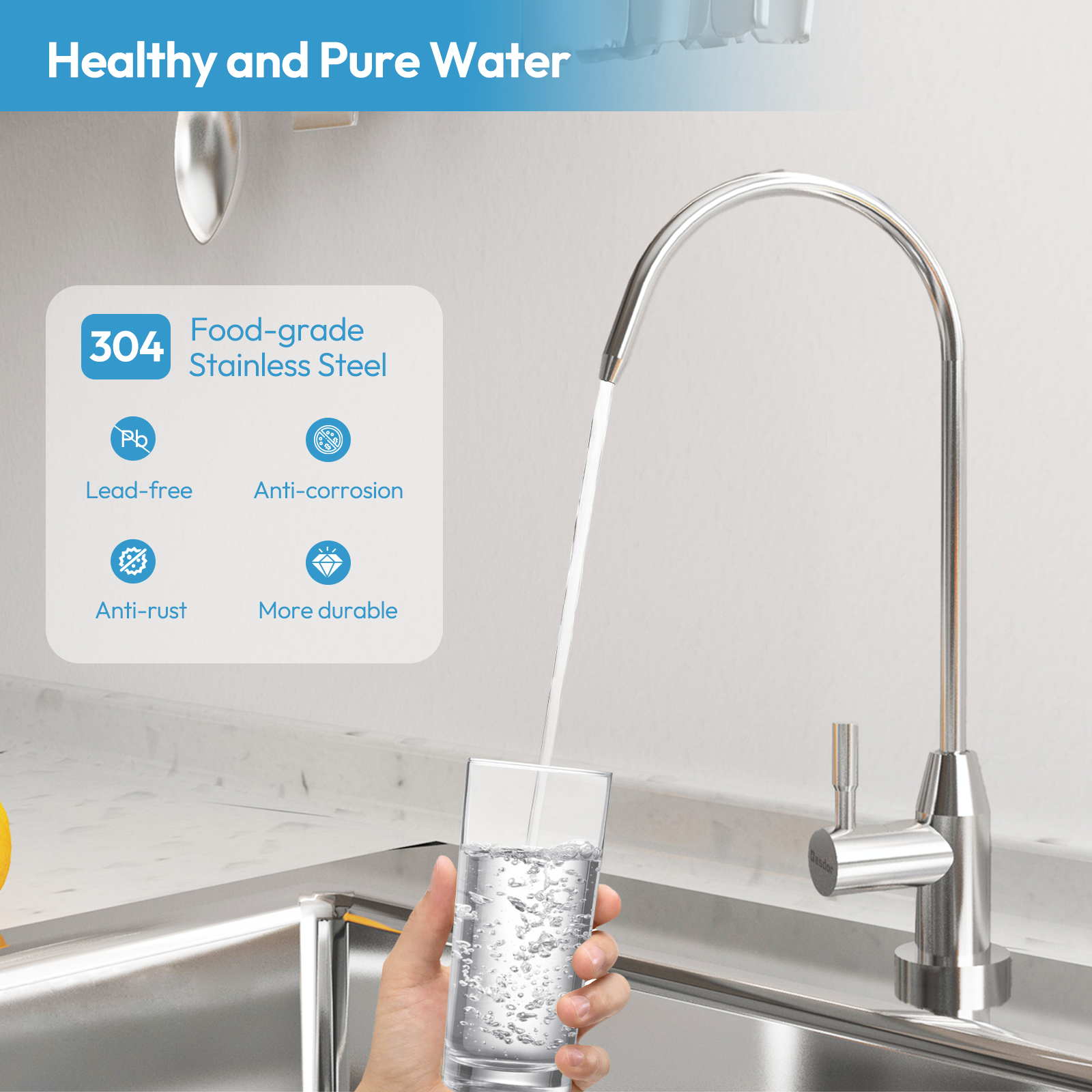 Besdor WF1 Water Filter Faucet, Reverse Osmosis Faucet for Drinking Water Filtration Systems