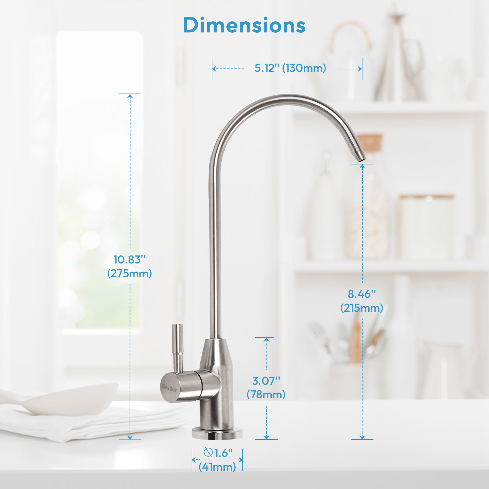 Besdor WF1 Water Filter Faucet, Reverse Osmosis Faucet for Drinking Water Filtration Systems