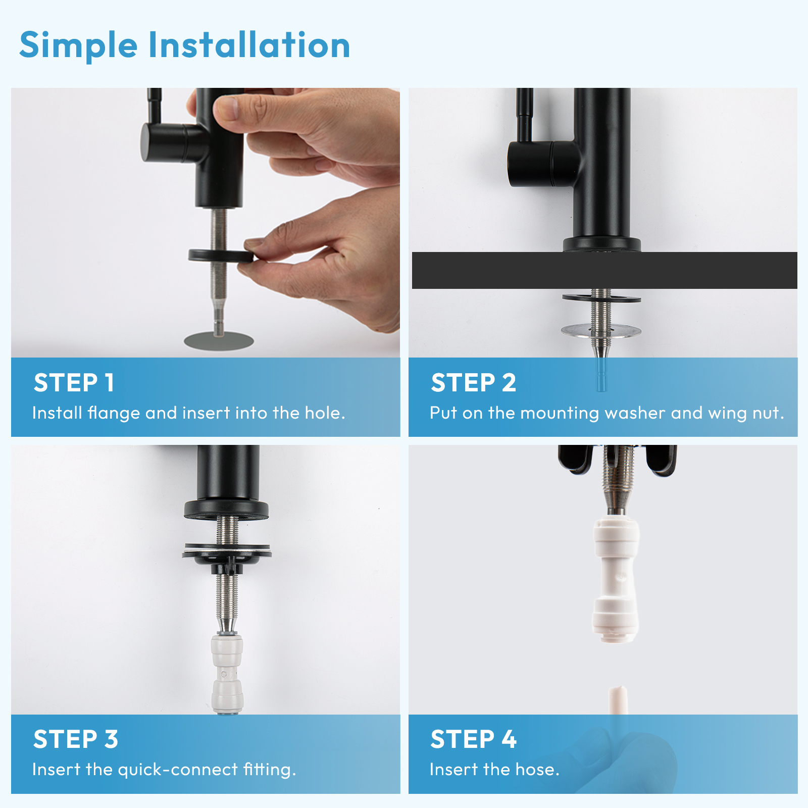 Besdor WF4 Water Filter Faucet, Reverse Osmosis Faucet for Drinking Water Filtration Systems (Matte Black)