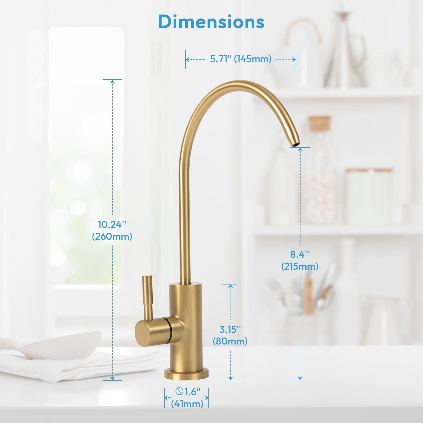 Besdor Reverse Osmosis Faucet, Filtered RO Drinking Water Faucet, Brushed Gold
