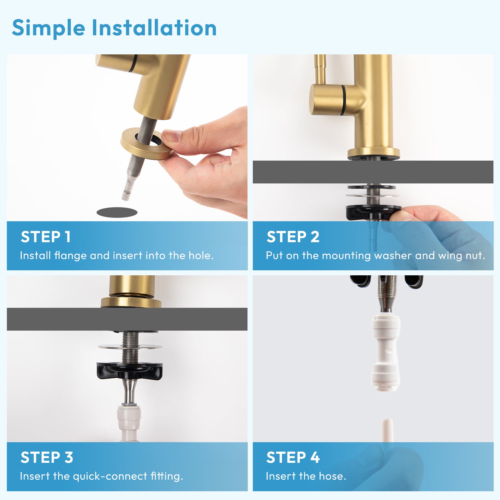 Besdor Reverse Osmosis Faucet, Filtered RO Drinking Water Faucet, Brushed Gold