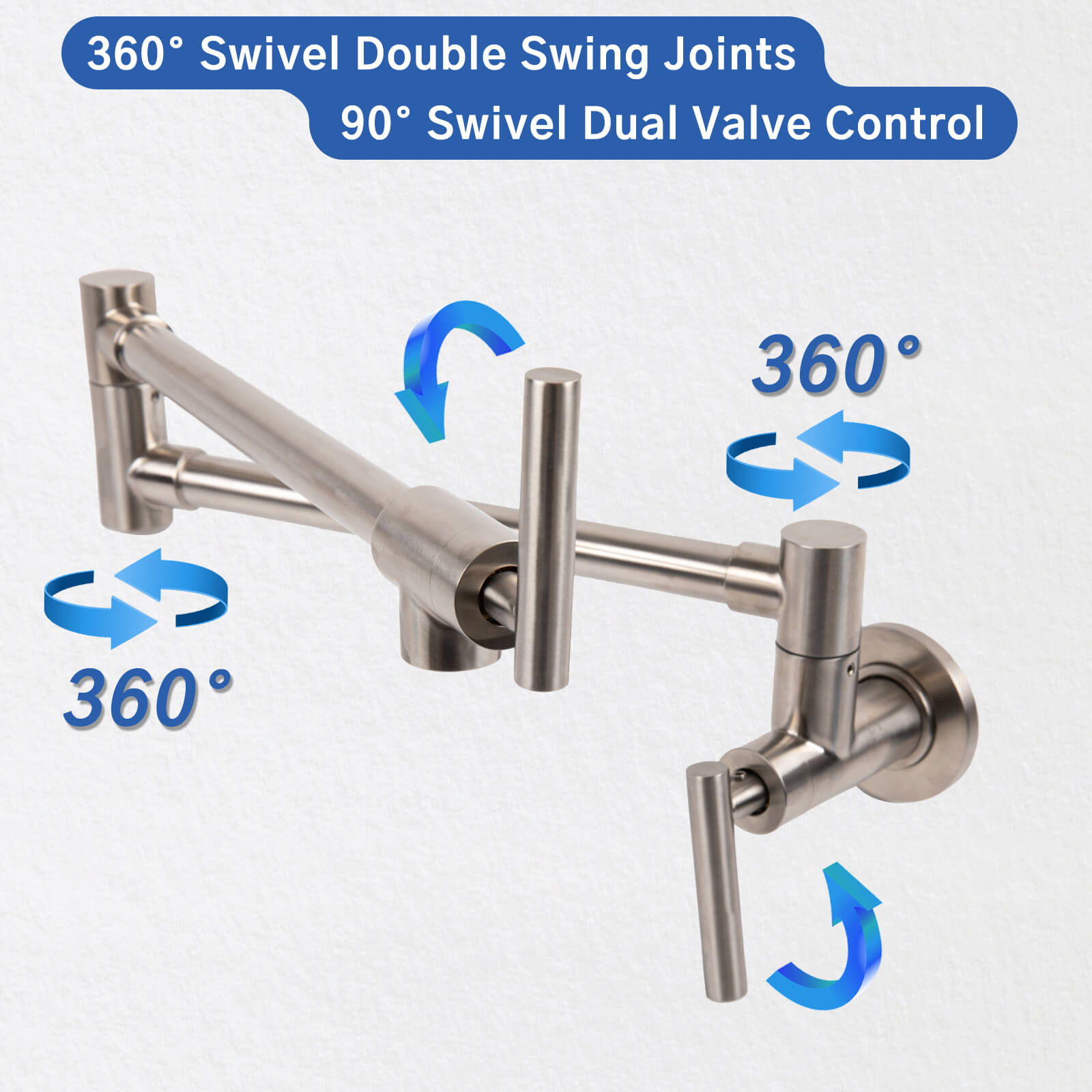 Besdor Pot Filler Faucet Stainless Steel Brushed Nickel (Lengthen)