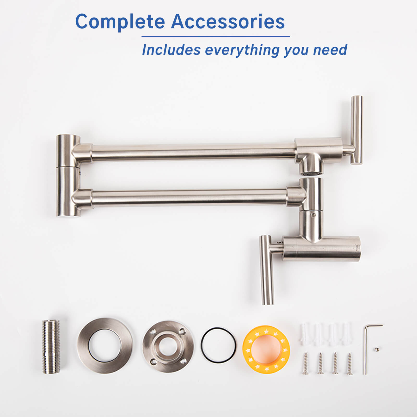 Besdor Pot Filler Faucet Stainless Steel Brushed Nickel (Lengthen)