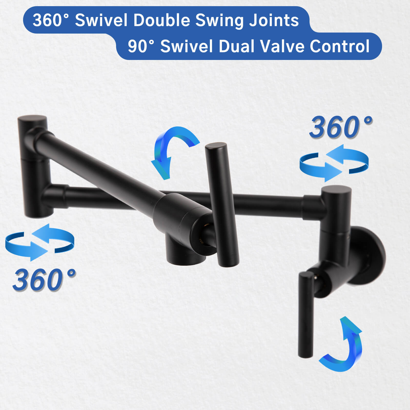 Besdor Pot Filler Faucet Stainless Steel Matte Black (Lengthen)