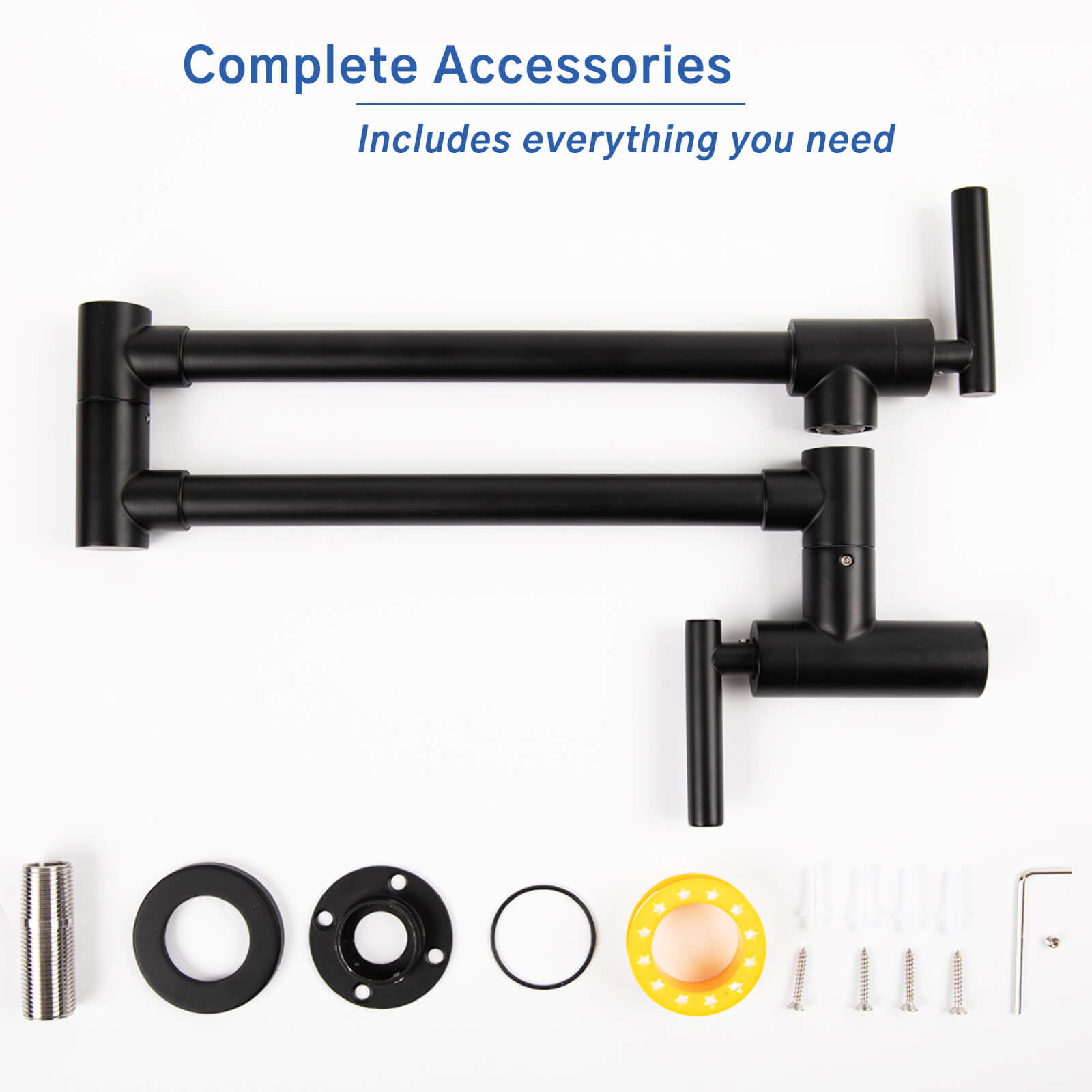 Besdor Pot Filler Faucet Stainless Steel Matte Black (Lengthen)